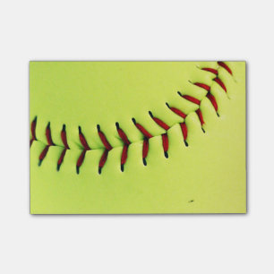 Gelber Softballball Post-it Klebezettel