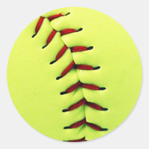 Gelber Softballball Runder Aufkleber