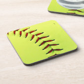 Gelber Softballball Untersetzer (Linke Seite)