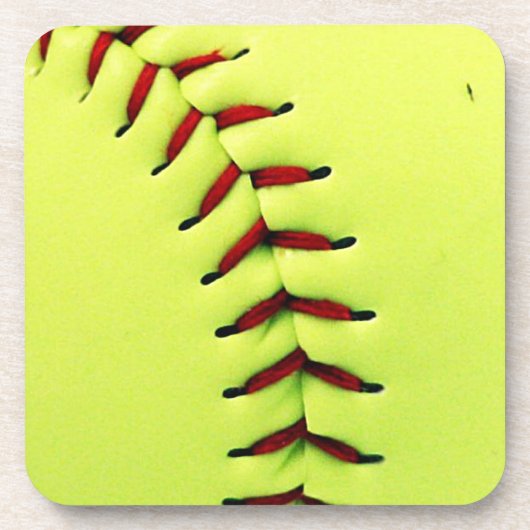 Gelber Softballball Untersetzer (Vorderseite)