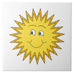 Gelber Sommer Sun mit einem glücklichen Gesicht Fliese