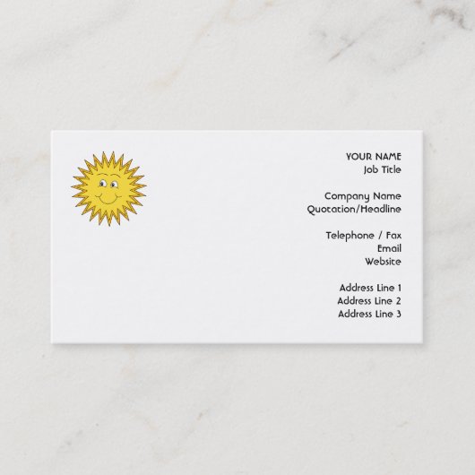 Gelber Sommer Sun mit einem glücklichen Gesicht Visitenkarte (Vorderseite)