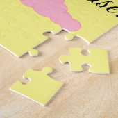 Gelber Sonnenaufgang mit mehreren rosa Wolken Puzzle (Seite)