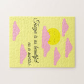 Gelber Sonnenaufgang mit mehreren rosa Wolken Puzzle (Horizontal)