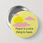 Gelber Sonnenaufgang mit rosa Wolken Button (Vorne & Hinten)