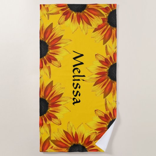 Gelber Sonnenblume-Garten-Blumenbadetuch Strandtuch (Vorderseite)