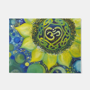 Gelber Sonnenblume-Krone Chakra Entwurf Fußmatte