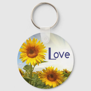 Gelber Sonnenblumen-Blumen-Schlüsselanhänger Liebe Schlüsselanhänger