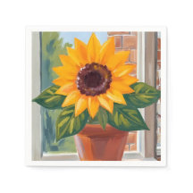 Gelber Sonnenblumen-Topf Floral Aquarell