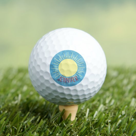 Gelber Sonnenschein im Individuelle Name mit blaue Golfball (Insitu T-Shirt)
