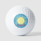 Gelber Sonnenschein im Individuelle Name mit blaue Golfball (Vorderseite)