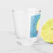 Gelber Sonnenschein im Individuelle Name mit blaue Schnapsglas (Links)