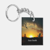 Gelber Sonnenuntergang Grassegarten Schlüsselanhän Schlüsselanhänger (Vorderseite links)