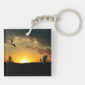 Gelber Sonnenuntergang Grassegarten Schlüsselanhän Schlüsselanhänger (Rückseite)