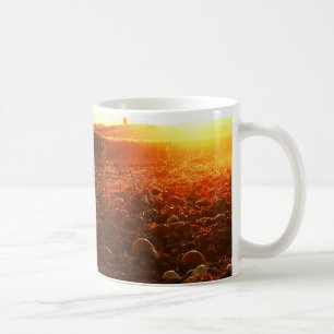 Gelber Sonnenuntergang Kürbisfeld Kaffeetasse