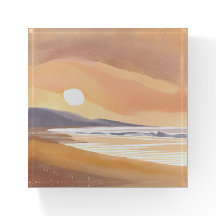 Gelber Sonnenuntergangsstrand | Aquarell luftige M