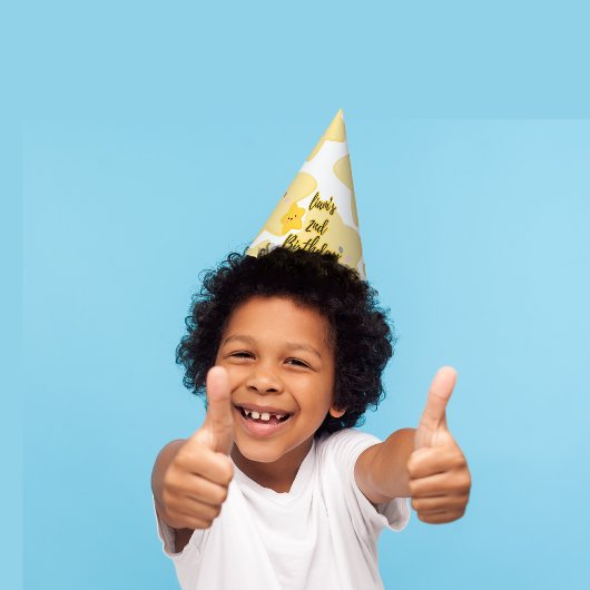 Gelber spielerischer Stern Anpassbarer Geburtstag Partyhütchen