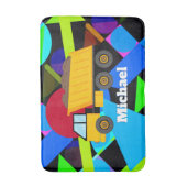 Gelber Sprungwagen, farbenfrohe geometrische Forme Badematte (Vorderseite Vertikal)