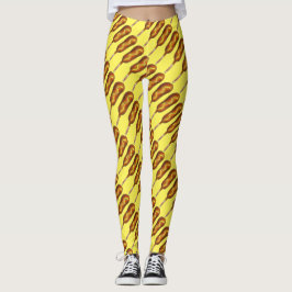 Gelber Staat Mais Hund Corndog Senf Hot Dog Leggings