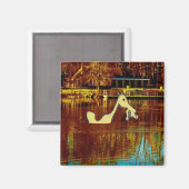 Gelber Stallion, der badet Magnet (Vorderseite/Rückseite)