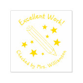 Gelber Stift & Sterne Hervorragender Arbeitstraine Permastempel (Design)