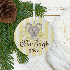 Gelber Streifen Niedlich Baby Koala Kinder Ornament Aus Glas