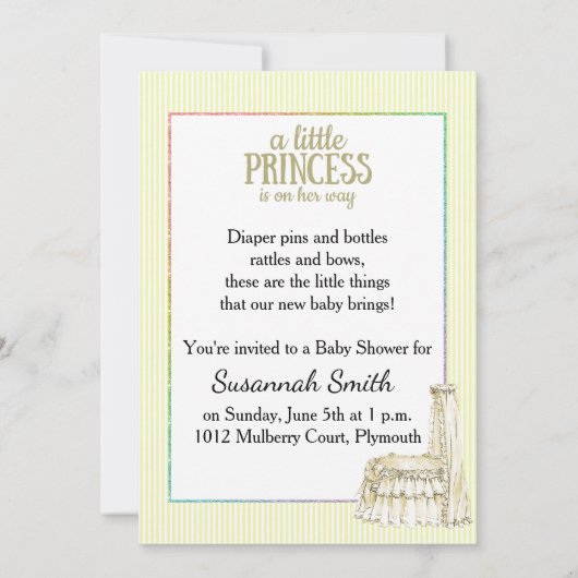 Gelber Streifen Schlafsäulendusche Einladung (Rückseite)