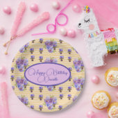 Gelber Streifen Shabby Chic Blumengeburt Pappteller (Party)