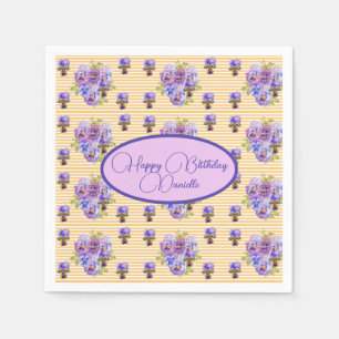 Gelber Streifen Shabby Chic Blütenserviette Napkin Serviette