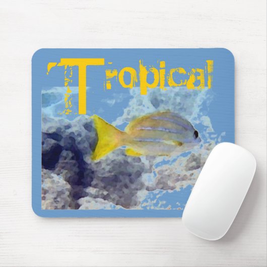 Gelber Streifen tropischer Fisch Mousepad (Mit Mouse)