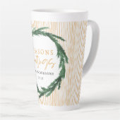 Gelber Streifen und Aquarellkranz Weihnachten Milchtasse (Rechte Ecke)