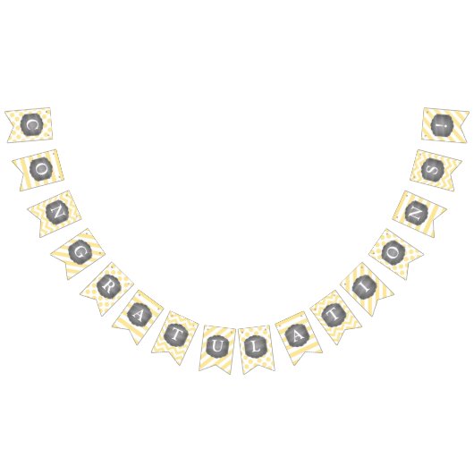 Gelber Streifen-Zickzack Punkt-Muster-Baby-Dusche Wimpelkette (Alle)