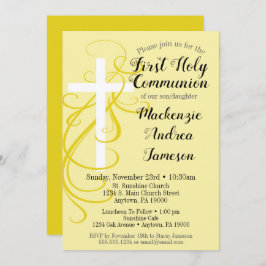 Gelber Swirl Erste Einladung zur Heiligen Kommunio
