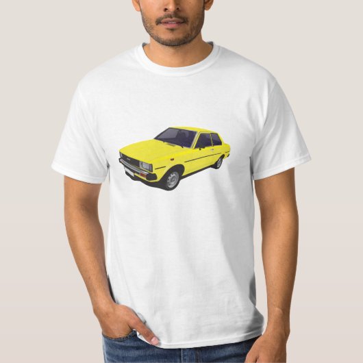 Gelber T - Shirt Tür Toyota Corolla DX KE70 2 (Vorderseite)