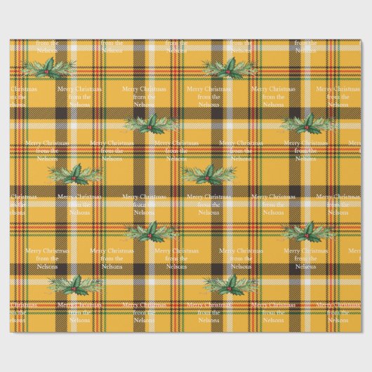 Gelber Tartan-karierter Feiertag Geschenkpapier (Flach)