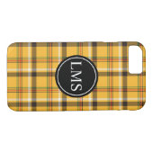 Gelber Tartan-kariertes Monogramm Case-Mate iPhone Hülle (Rückseite (Horizontal))