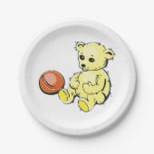 Gelber Teddybär Pappteller (Vorderseite)