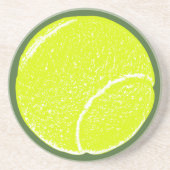 Gelber Tennisball Sandstein Untersetzer (Vorne)