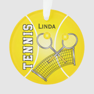 Gelber Tennisball und fangen   DIY Namen Ornament