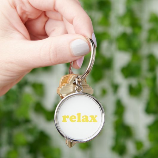 Gelber Text entspannen lustig cool krass Schlüsselanhänger (Hand)