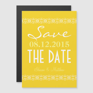 Gelber Text Save the Date, Einladungen zu magnetis