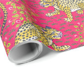 Gelber Tiger im rosa Hintergrund Geschenkpapier (Rolleneckpunkt)