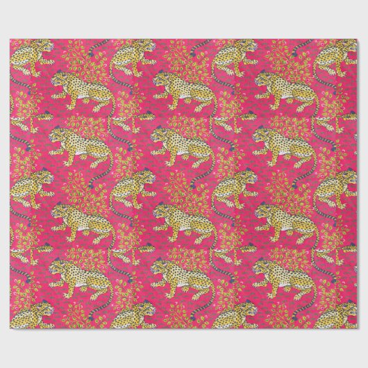 Gelber Tiger im rosa Hintergrund Geschenkpapier (Flach)