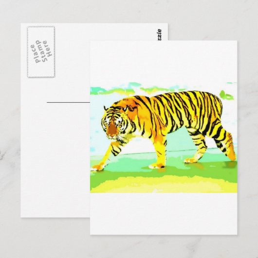 Gelber Tiger Postkarte (Vorne/Hinten)