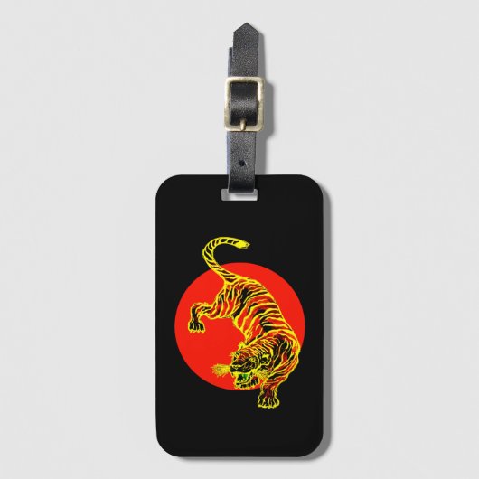 Gelber Tiger Roter Kreis Gepäckanhänger (Vorderseite Vertikal)