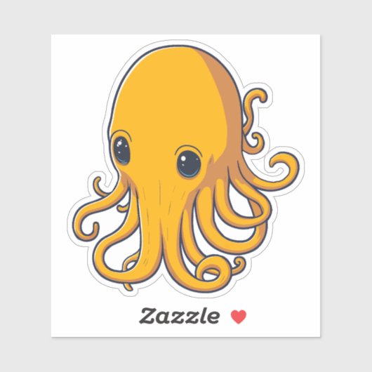 Gelber Tintenfisch Aufkleber (Blatt)