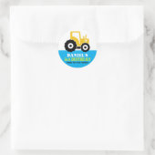 Gelber Traktor Cartoon Kindergeburtstag Party Stic Runder Aufkleber (Tasche)