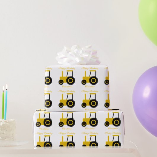 Gelber Traktor Geburtstag vorhanden Geschenkpapier (Partygeschenke)