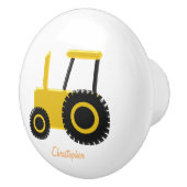 Gelber Traktor Personalisiert Keramikknauf (Rechts)