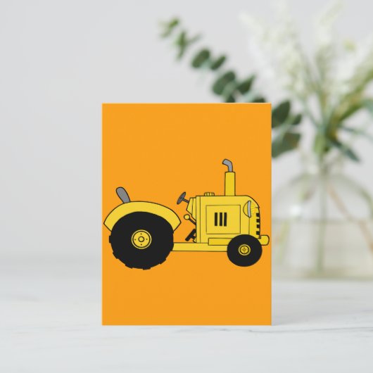 Gelber Traktor Postkarte (Stehend Vorderseite)
